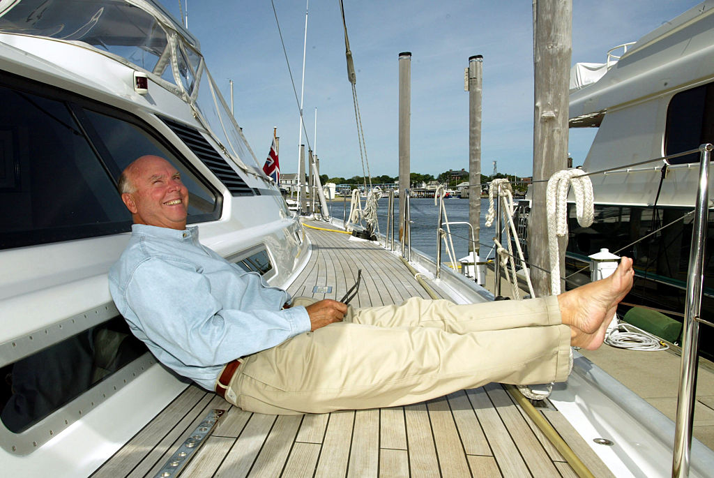 Dr. J. Craig Venter photographed on his 95-foot sailboat "Sorcerer ll" in Hyannis Harbor