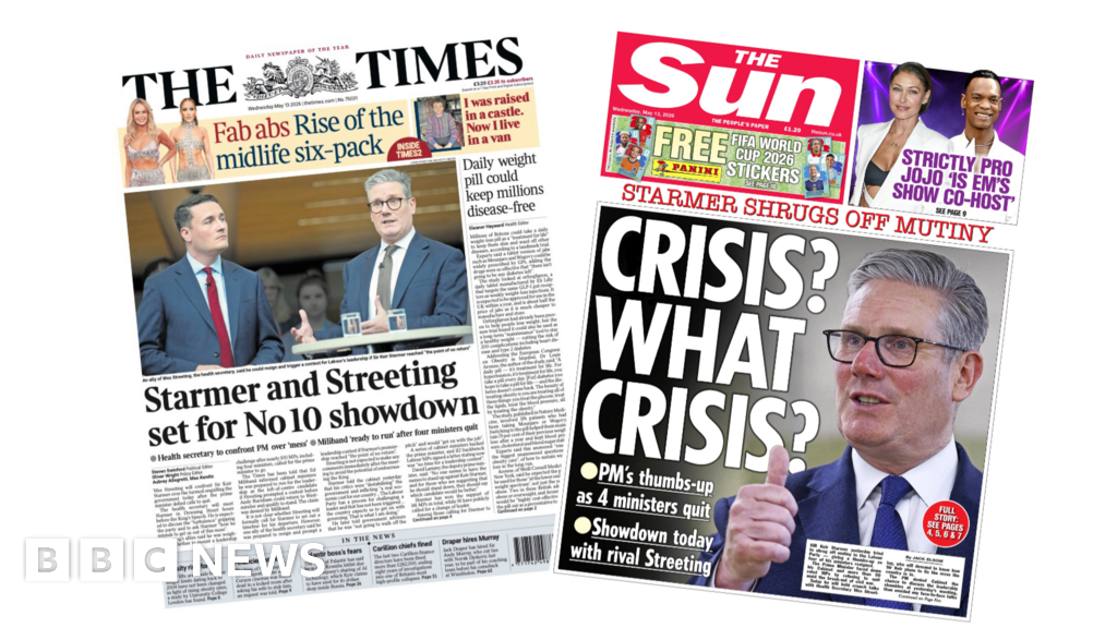 The Papers: ‘Starmer and Streeting set for showdown’ and ‘Crisis? What crisis?’ The Papers: ‘Starmer and Streeting set for showdown’ and ‘Crisis? What crisis?’