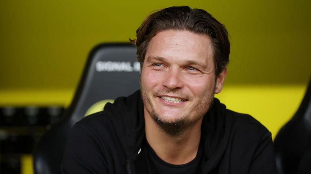 Head coach Edin Terzic looks on prior to Borussia Dortmund's home game against Heidenheim in September 2023