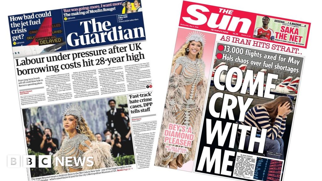 The Papers: ‘Borrowing costs hit 28-year high’ and ‘Come cry with me’ The Papers: ‘Borrowing costs hit 28-year high’ and ‘Come cry with me’