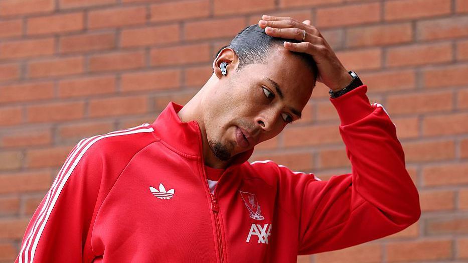 Virgil van Dijk of Liverpool arrives at the stadium prior to the Premier League match between Manchester United and Liverpool at Old Trafford