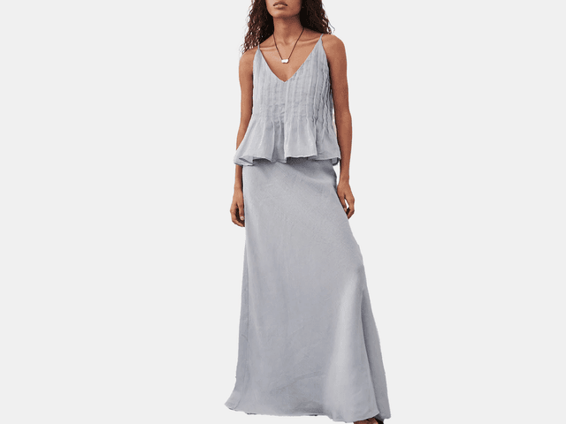 Image may contain: Clothing, Dress, Home Decor, Linen, Formal Wear, Skirt, Fashion, Gown, Evening Dress, Adult, and Person