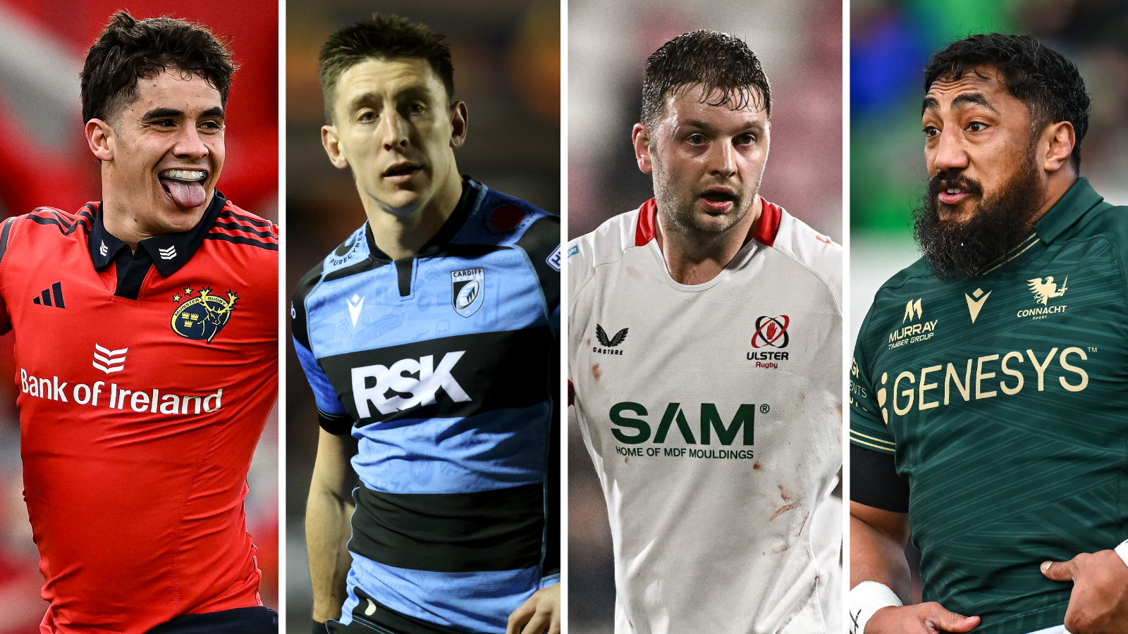 Munster's Ben O&rsquo;Donovan, Cardiff's Josh Adams, Ulster's Iain Henderson and Connacht's Bundee Aki