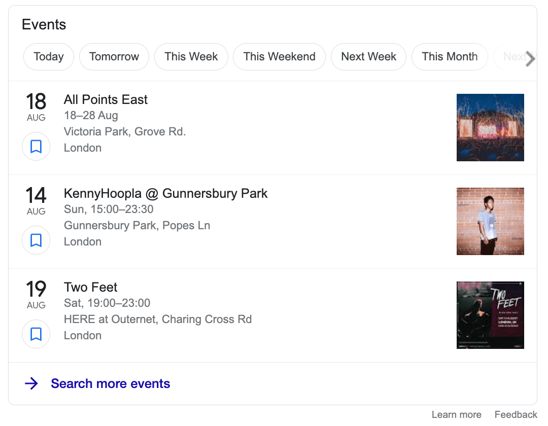 Event schema example, via google.com