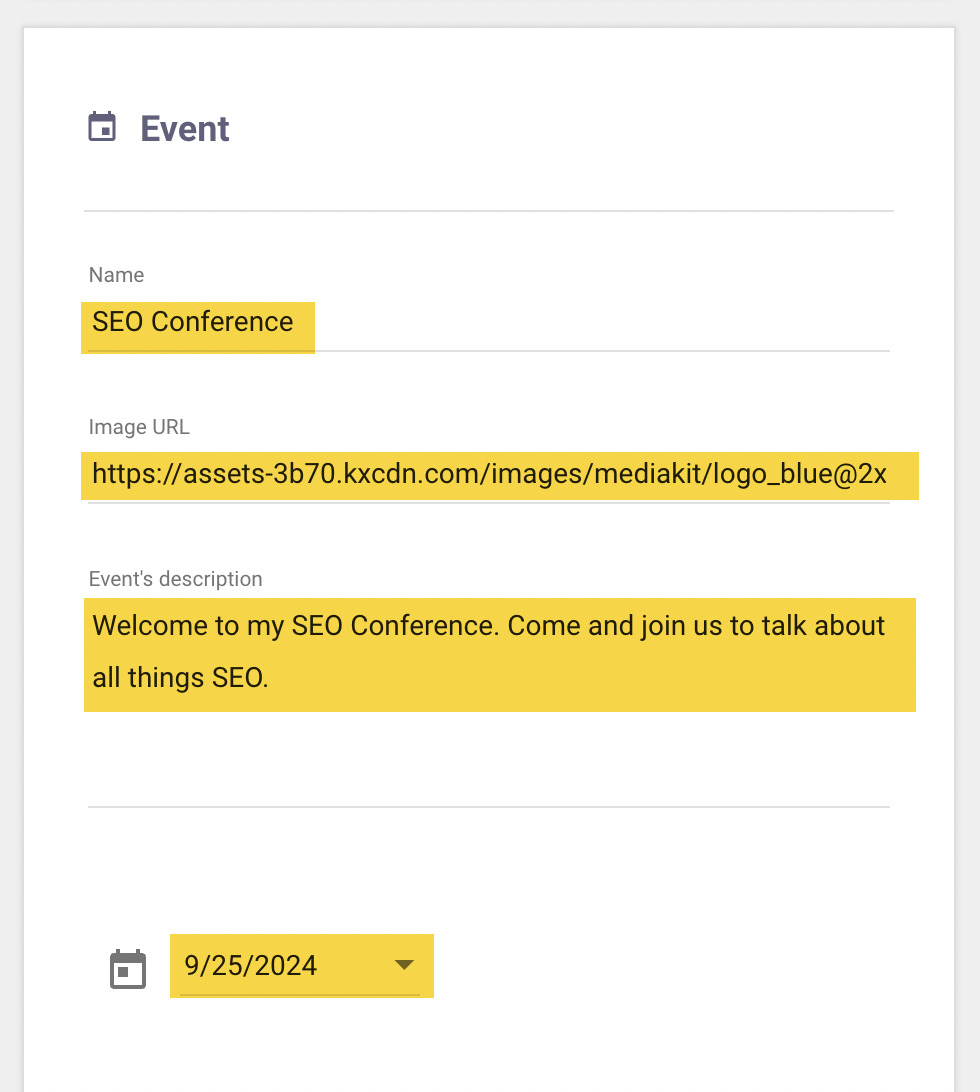 Event schema generation, via technicalseo.com