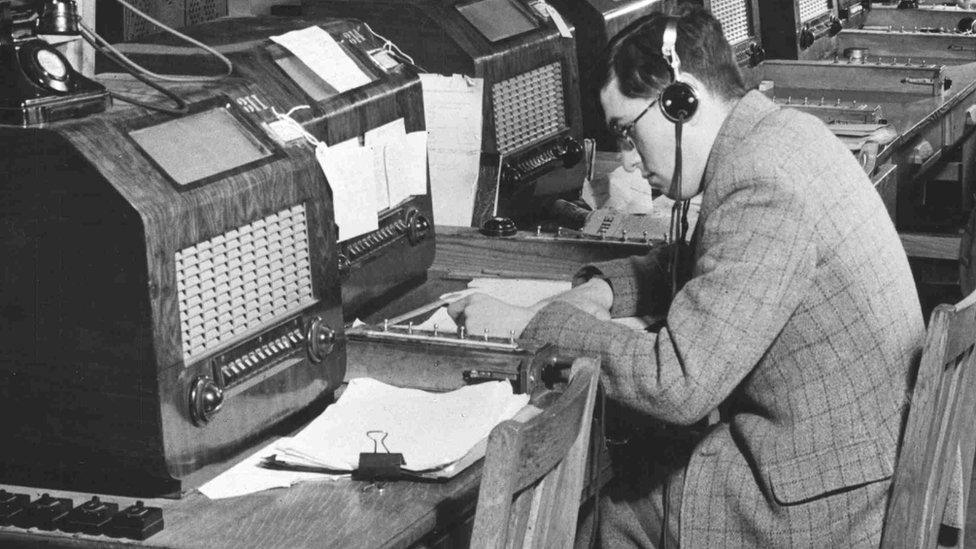 A monitor at the interception hut at Caversham in 1945