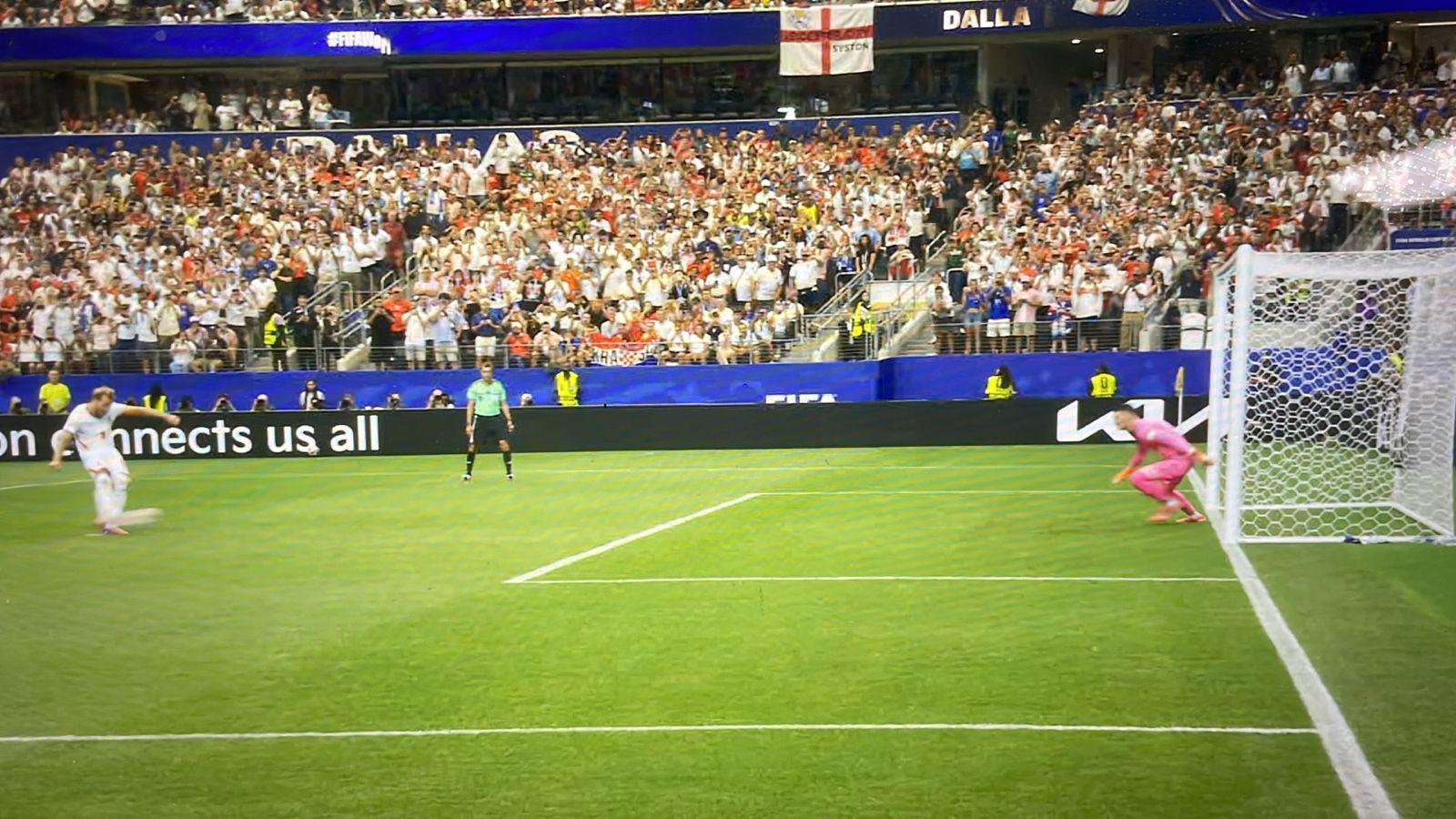 Harry Kane strikes his penalty against Croatia