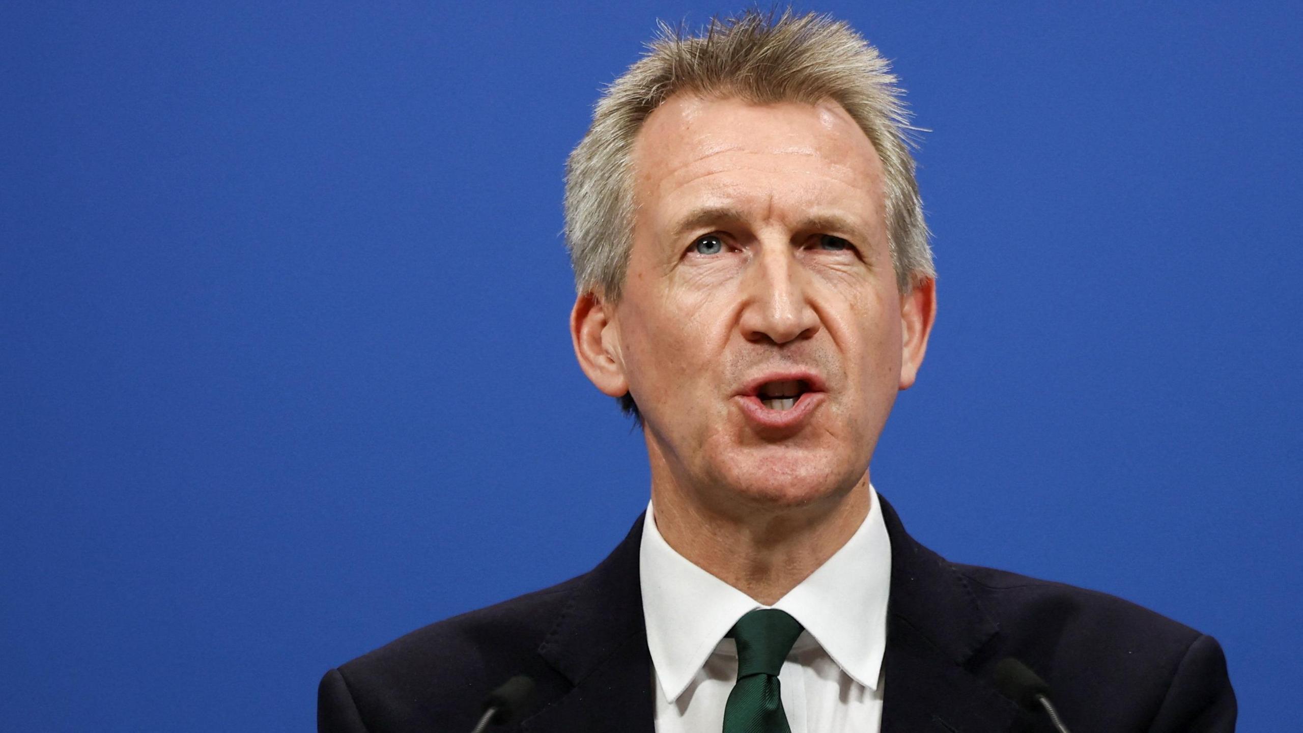British Defence Secretary Dan Jarvis speaking at a joint press conference after a NATO Defence Ministers' meeting at the alliance's headquarters in Brussels, Belgium