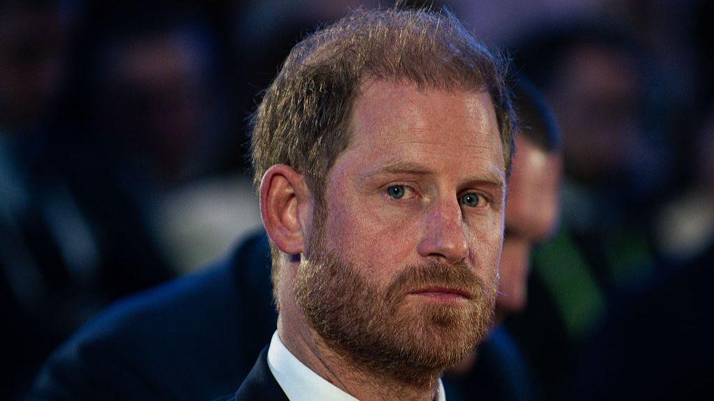 Prince Harry, Duke of Sussex, delivers a speech during the Kyiv Security Forum on 23 April 2026 in Kyiv, Ukraine.