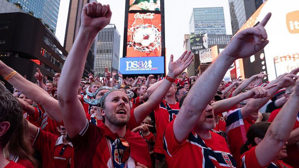 Norway fans gather in New York City's Times Square