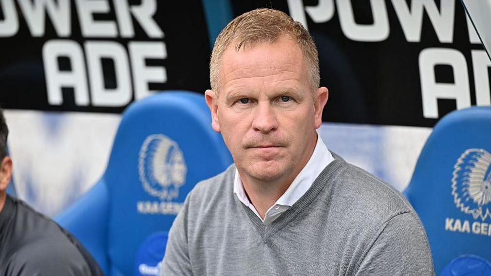 Head Coach Wouter Vrancken of STVV pictured during the Jupiler Pro League season 2025 - 2026 matchday 3 game in the Champions Play offs between AA Gent and K. Sint-Truidense VV on April 19, 2026