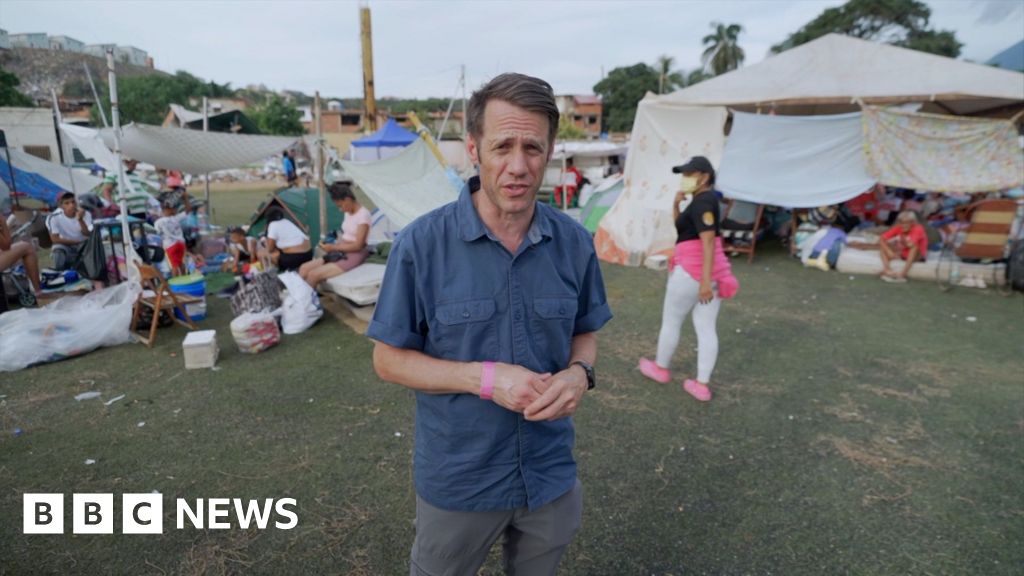 BBC at Venezuela baseball stadium sheltering earthquake survivors BBC at Venezuela baseball stadium sheltering earthquake survivors