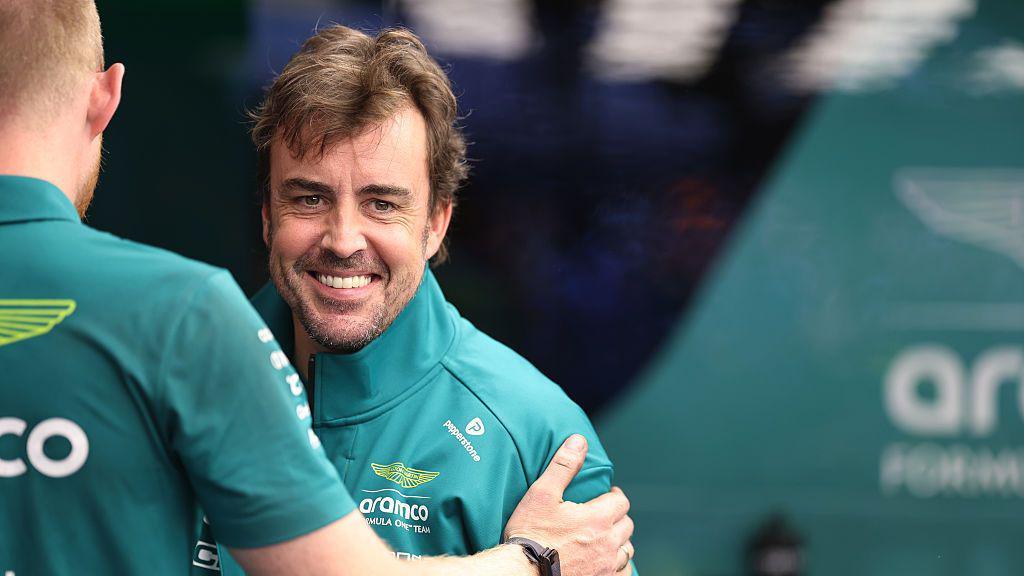 Fernando Alonso in the paddock in Austria