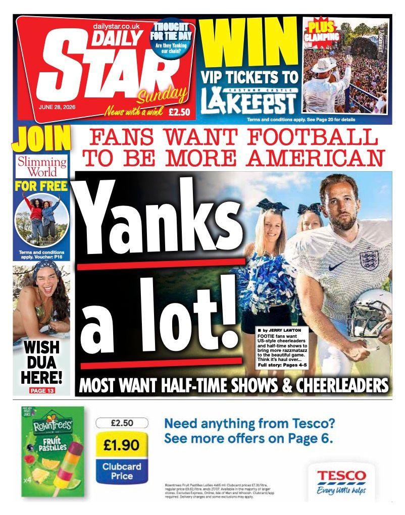 The headline on the front page of the Daily Star reads: "Yanks a lot!"