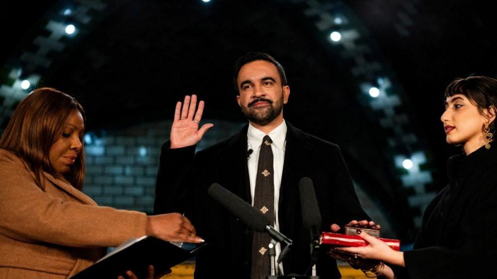 Zohran Mamdani is sworn in as mayor of New York City at Old City Hall Station, New York