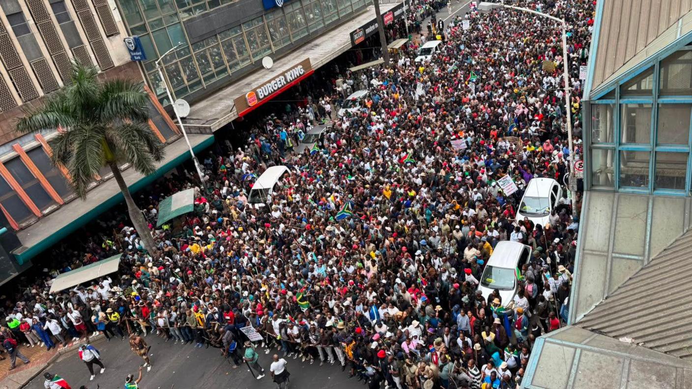 Aerial view of the marchers in Durban