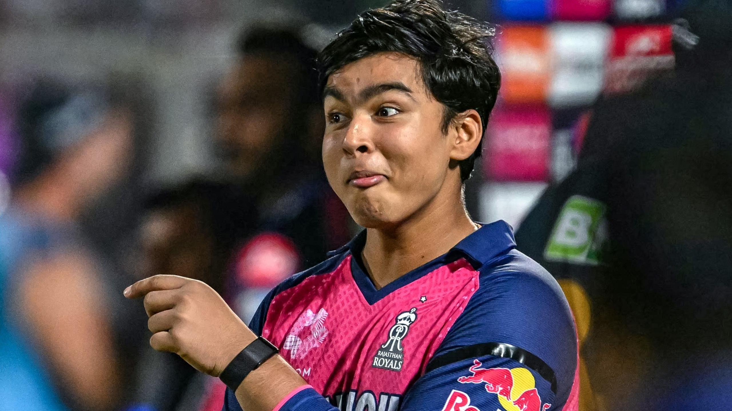 Vaibhav Suryavanshi smiles after his record-breaking century