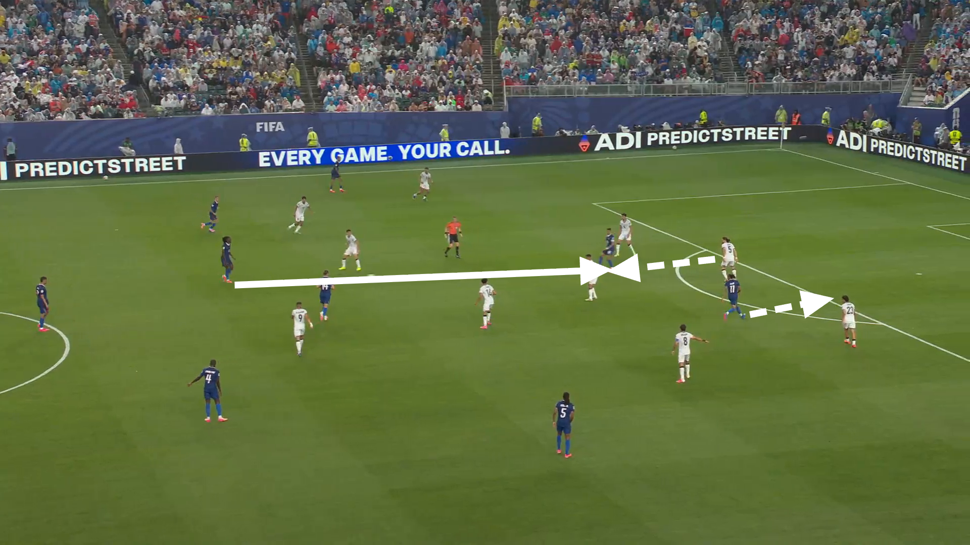 A screengrab of France's attacking shape against Senegal