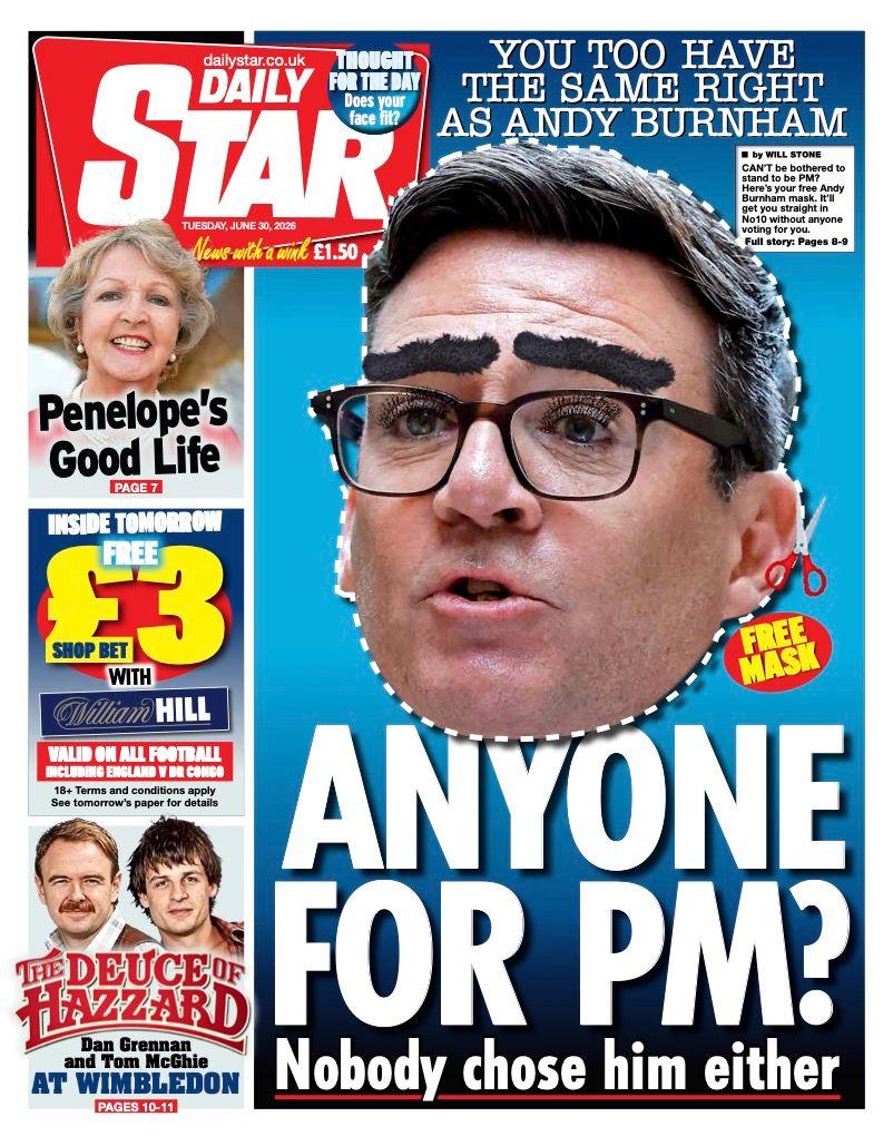 "Anyone for PM?" reads the headline on the front page of the Daily Star.