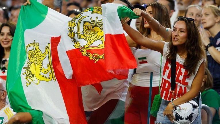 Iran fans at the World Cup match against New Zealand at Los Angeles Stadium