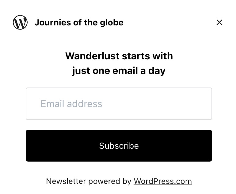 An email opt-in form