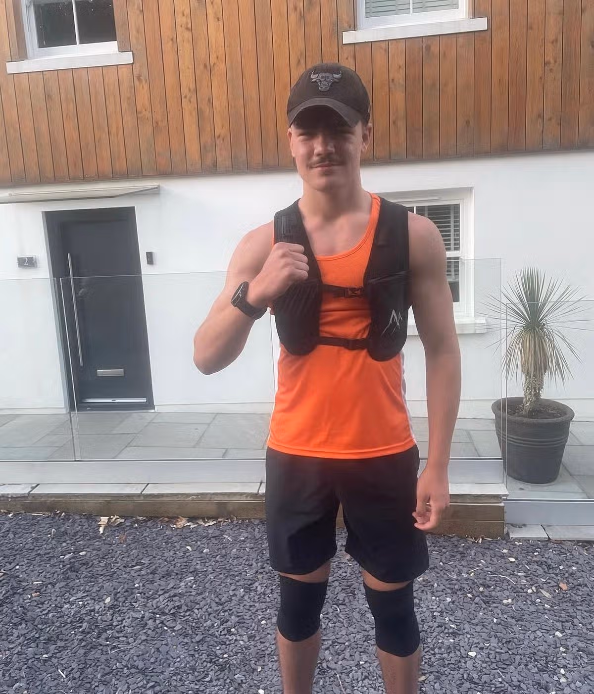 Young man in running kit