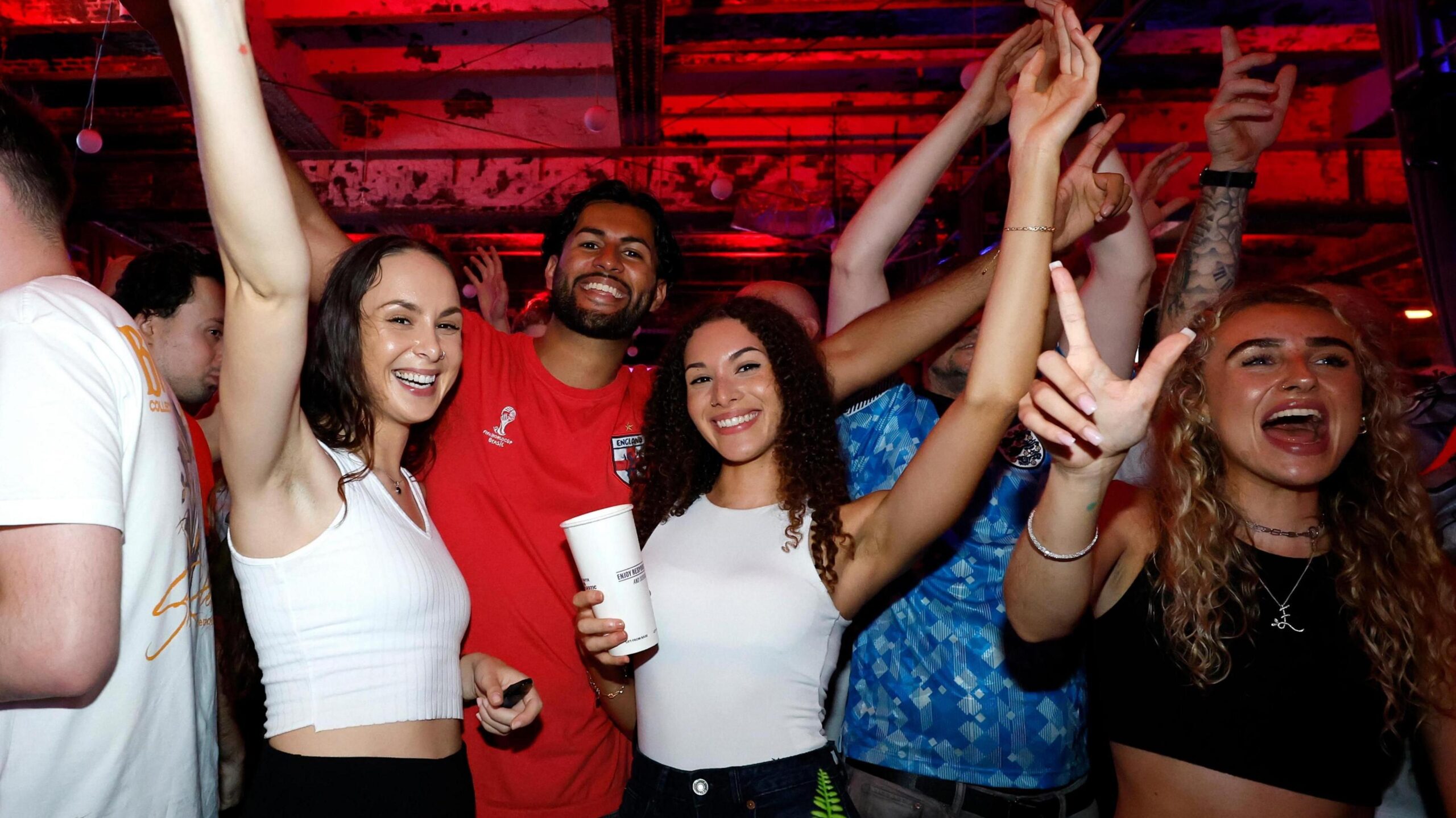 Fans watching England v Mexico