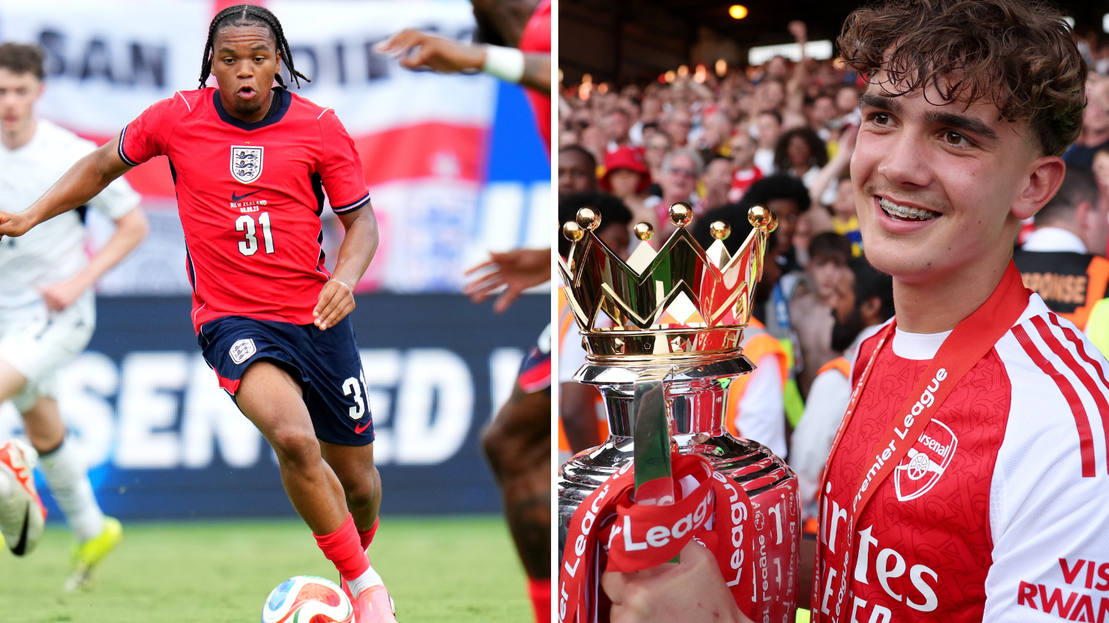 A split image of Rio Ngumoha and Max Dowman