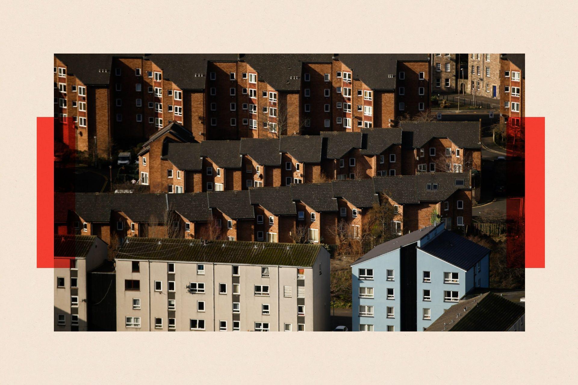 Residential housing blocks stand in Edinburgh, U.K.
