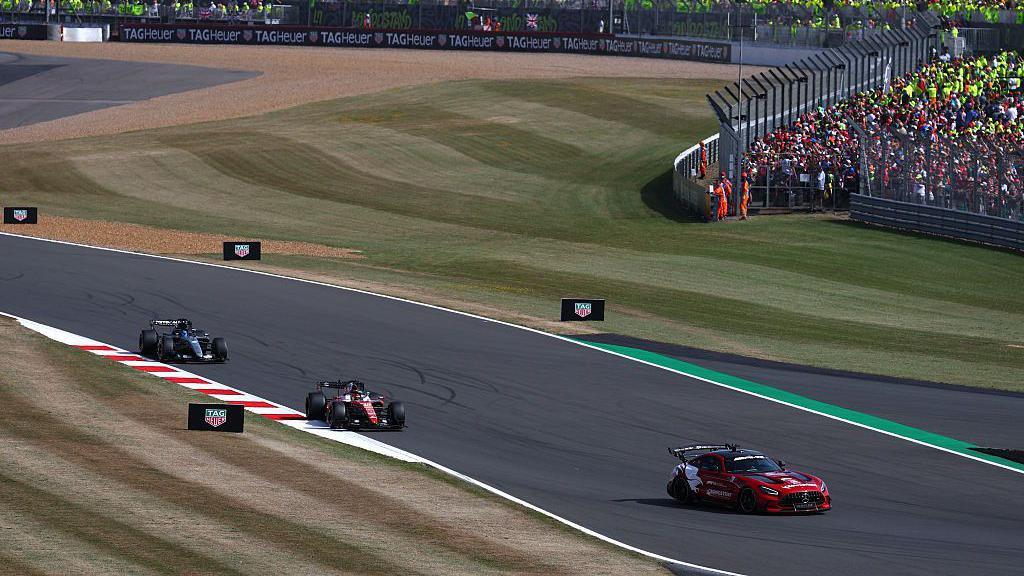 The safety car stayed out on the track during the final lap at the British Grand Prix