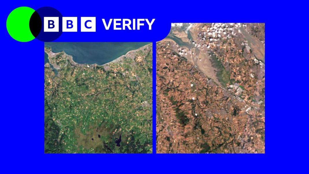 Satellite images show impact of heatwaves and drought on UK landscape Satellite images show impact of heatwaves and drought on UK landscape