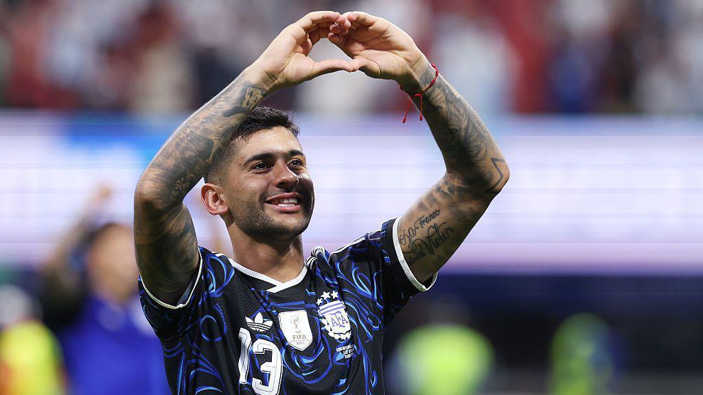 Cristian Romero celebrates Argentina's 2-1 World Cup semi-final win over England