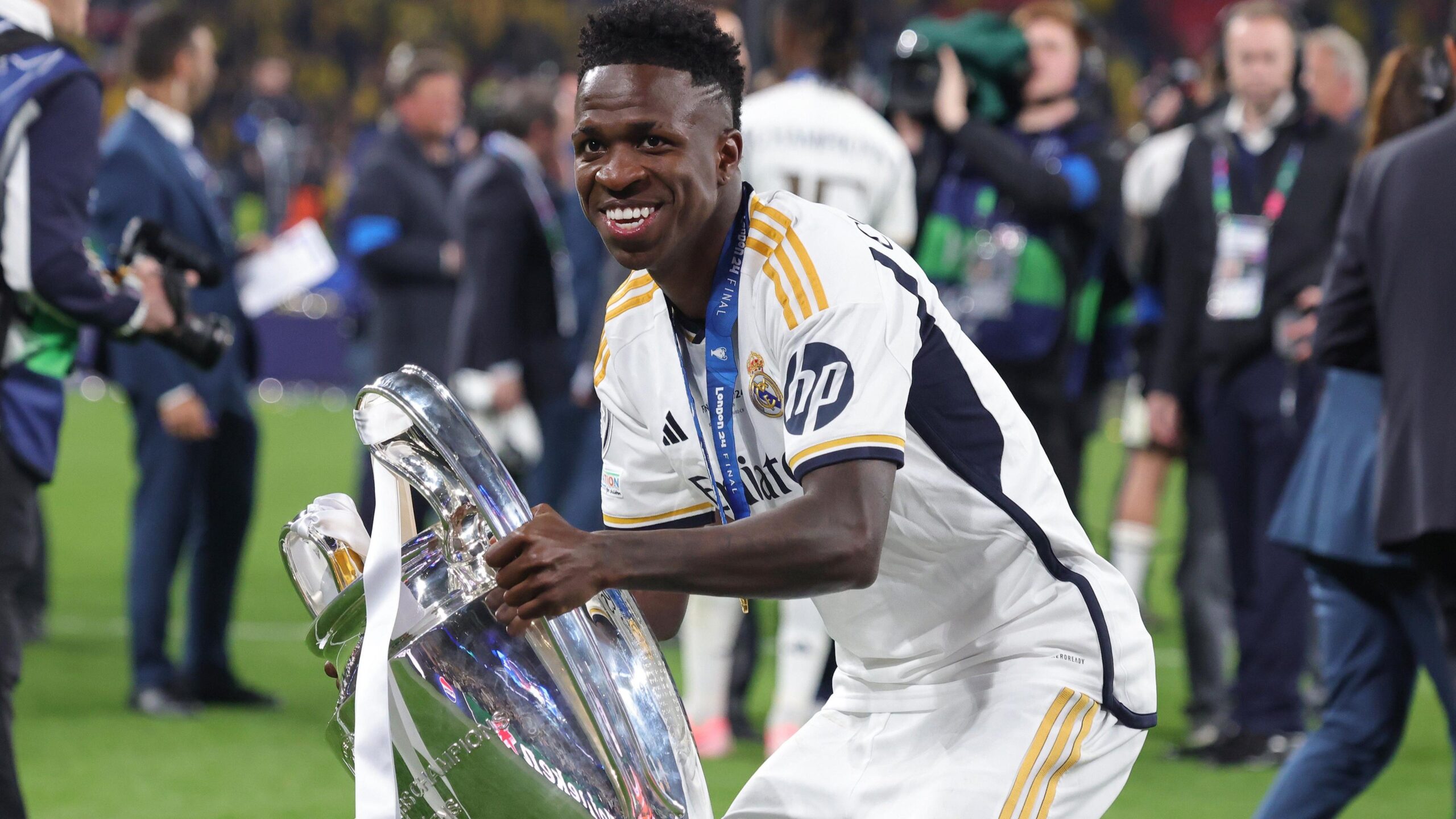 Vinicius Jr with the Champions League trophy