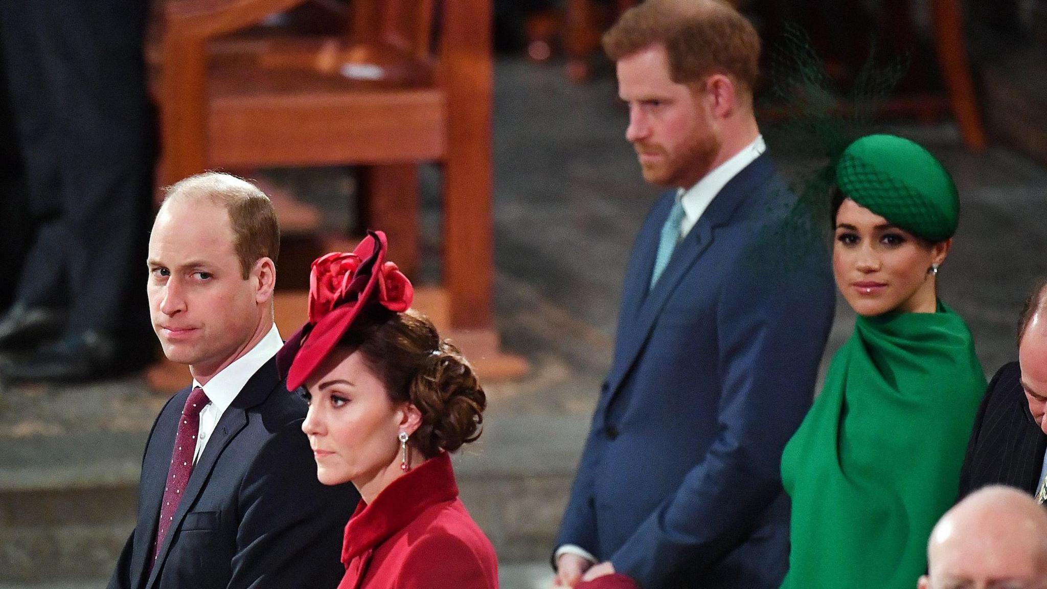 Prince William, Catherine, Prince Harry and Meghan, in Westminster Abbey in 2020
