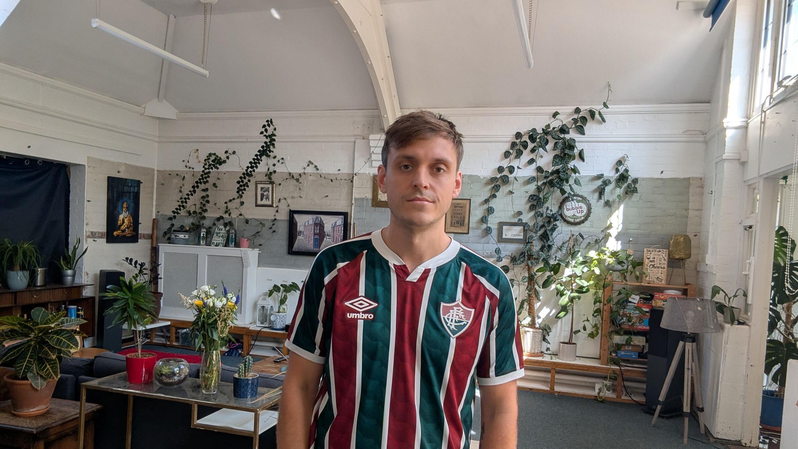 David Hale in his accommodation at a disused school in Brixton