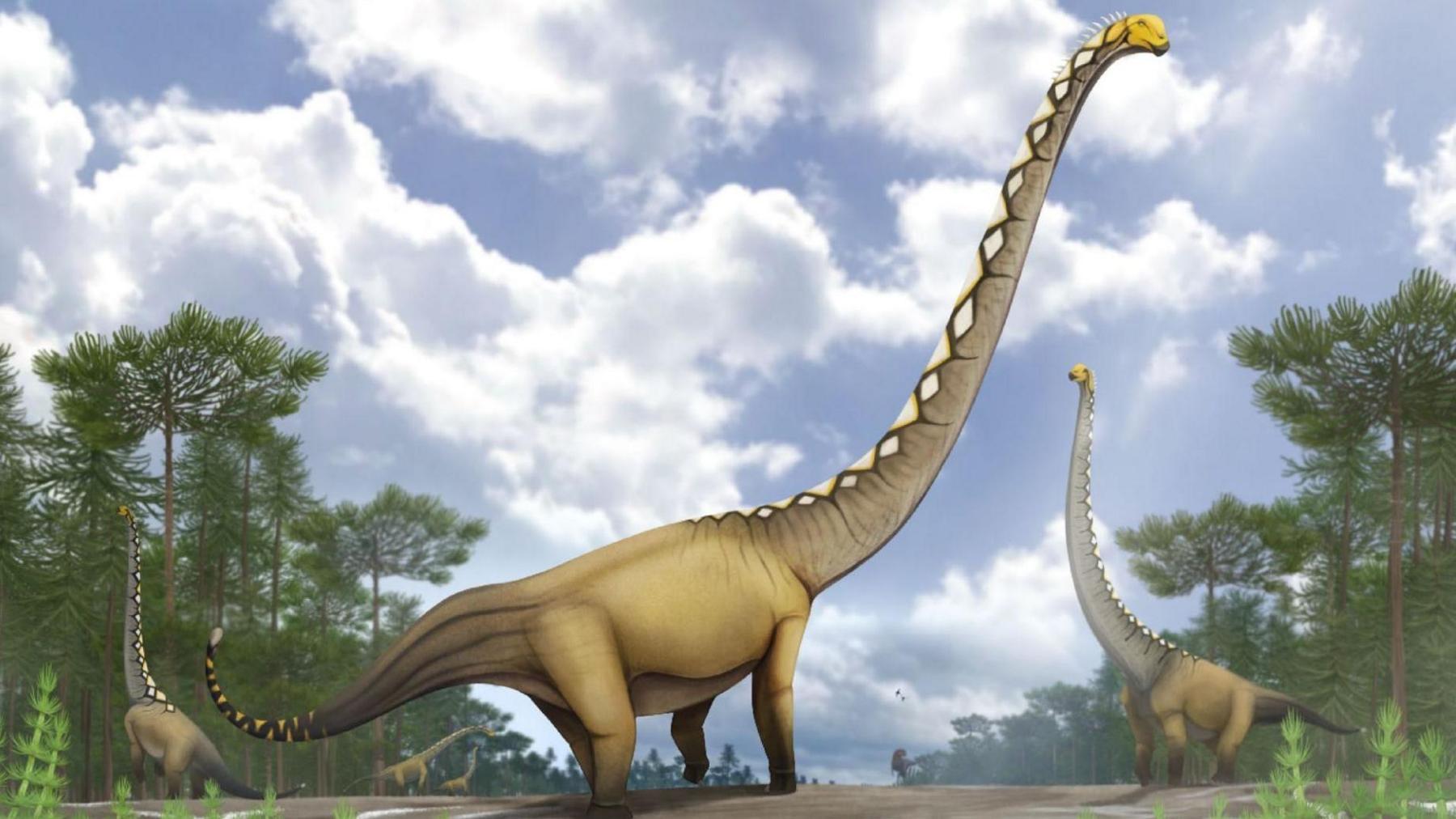 An artist impression of a new dinosaur discovered in Thailand.