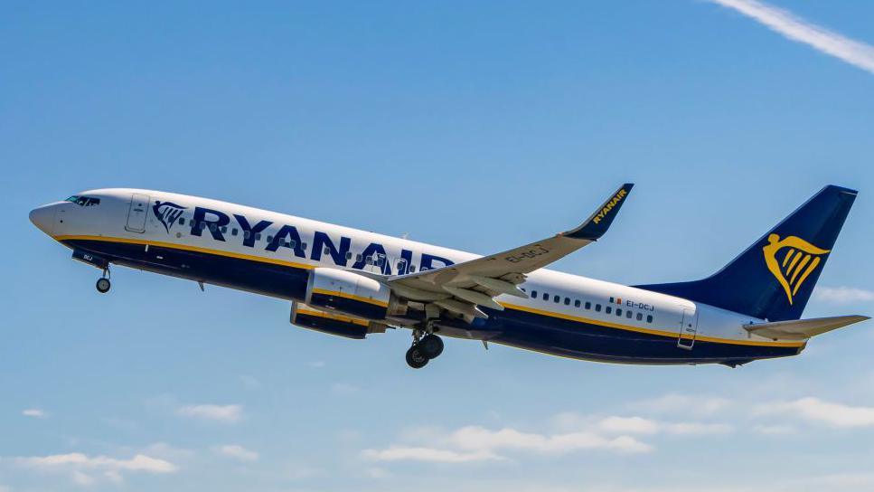 Ryanair Boeing 737 aircraft as seen during take-off and flying phase (FILE)
