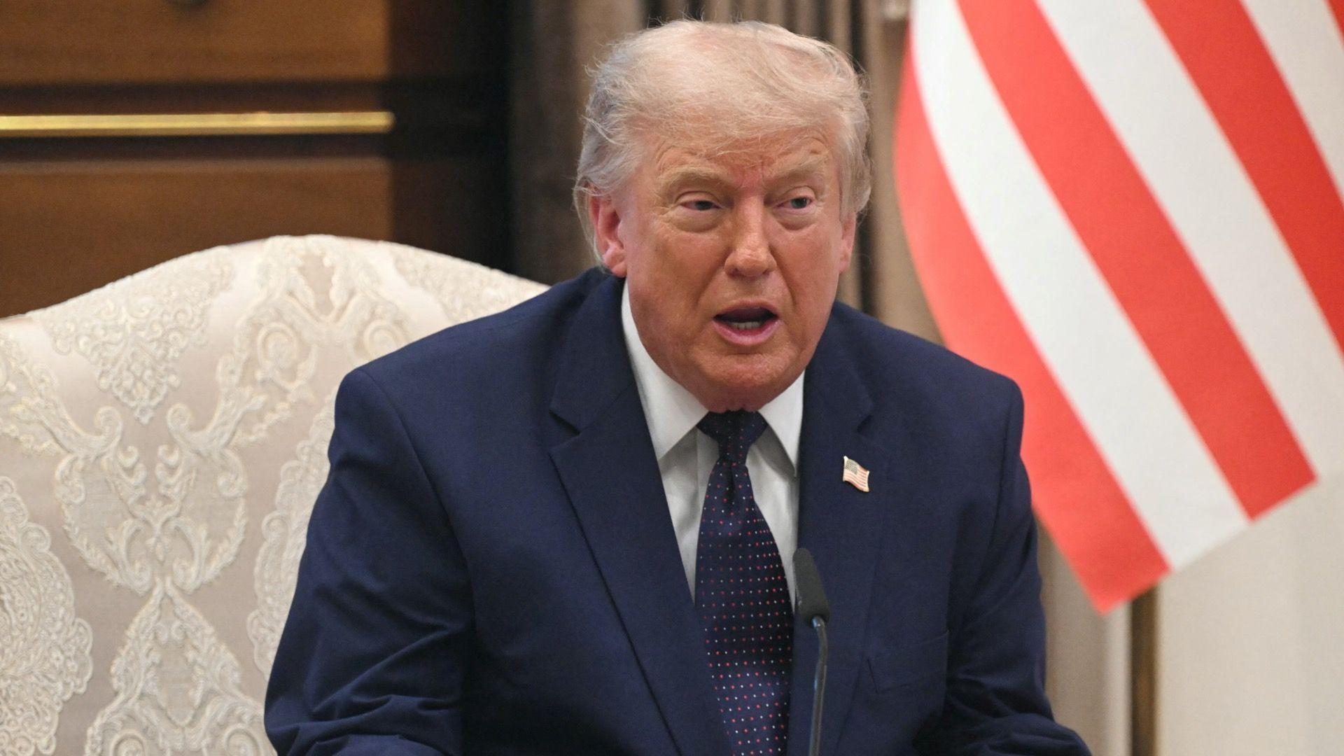 US President Donald Trump speaks during a meeting with Turkish president.