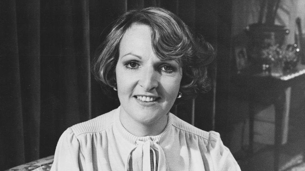 A black and white picture of an actress.