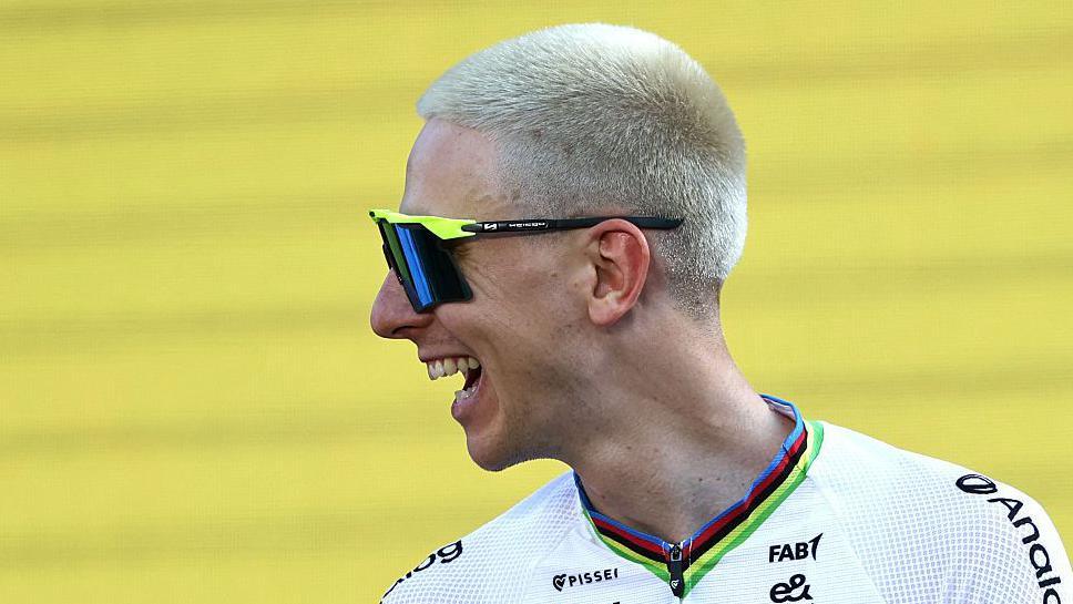 Tadej Pogacar at the Tour de France teams presentation