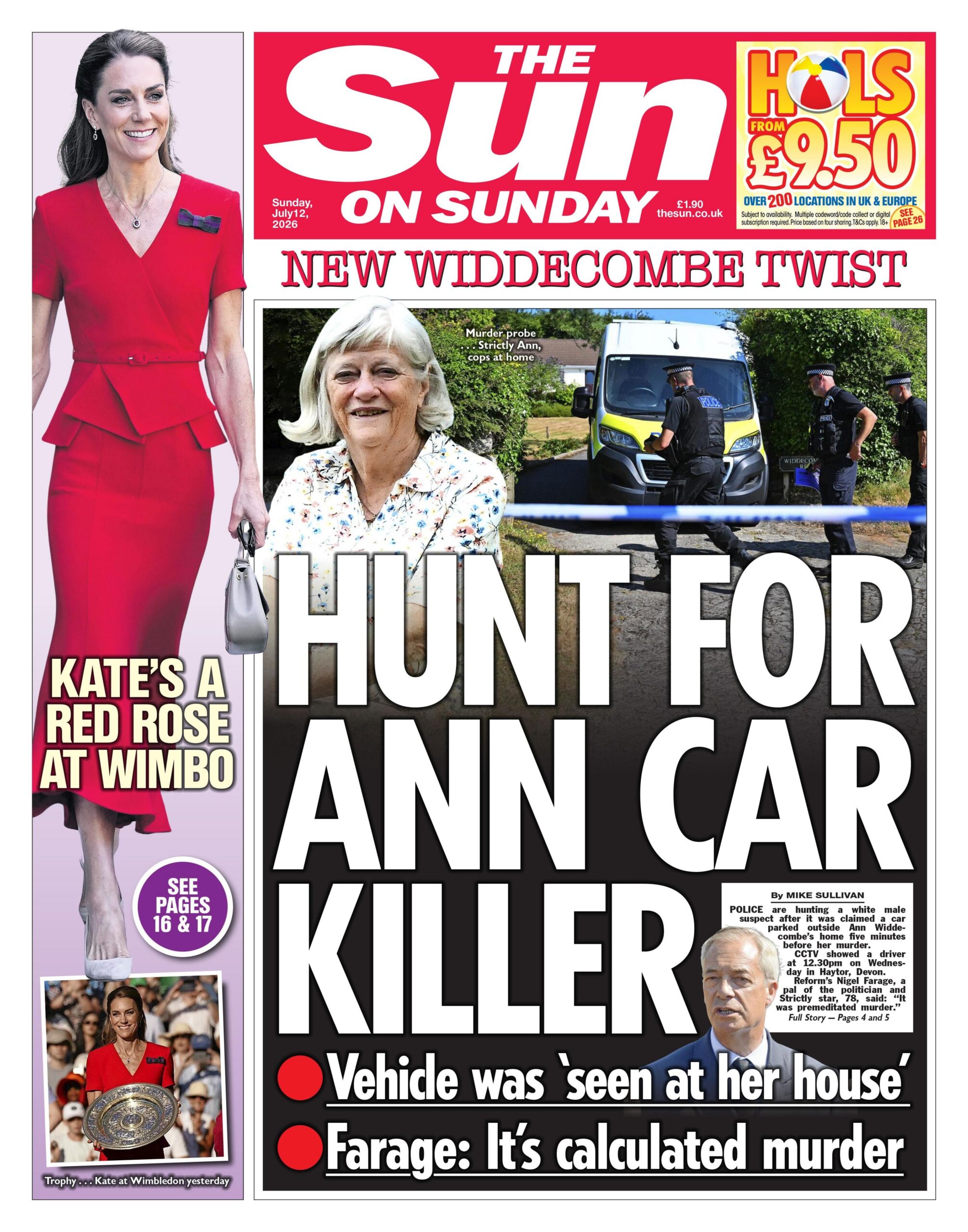 The headline on the front page of the Sun on Sunday reads: "New Widdecombe twist: Hunt for Ann car killer."