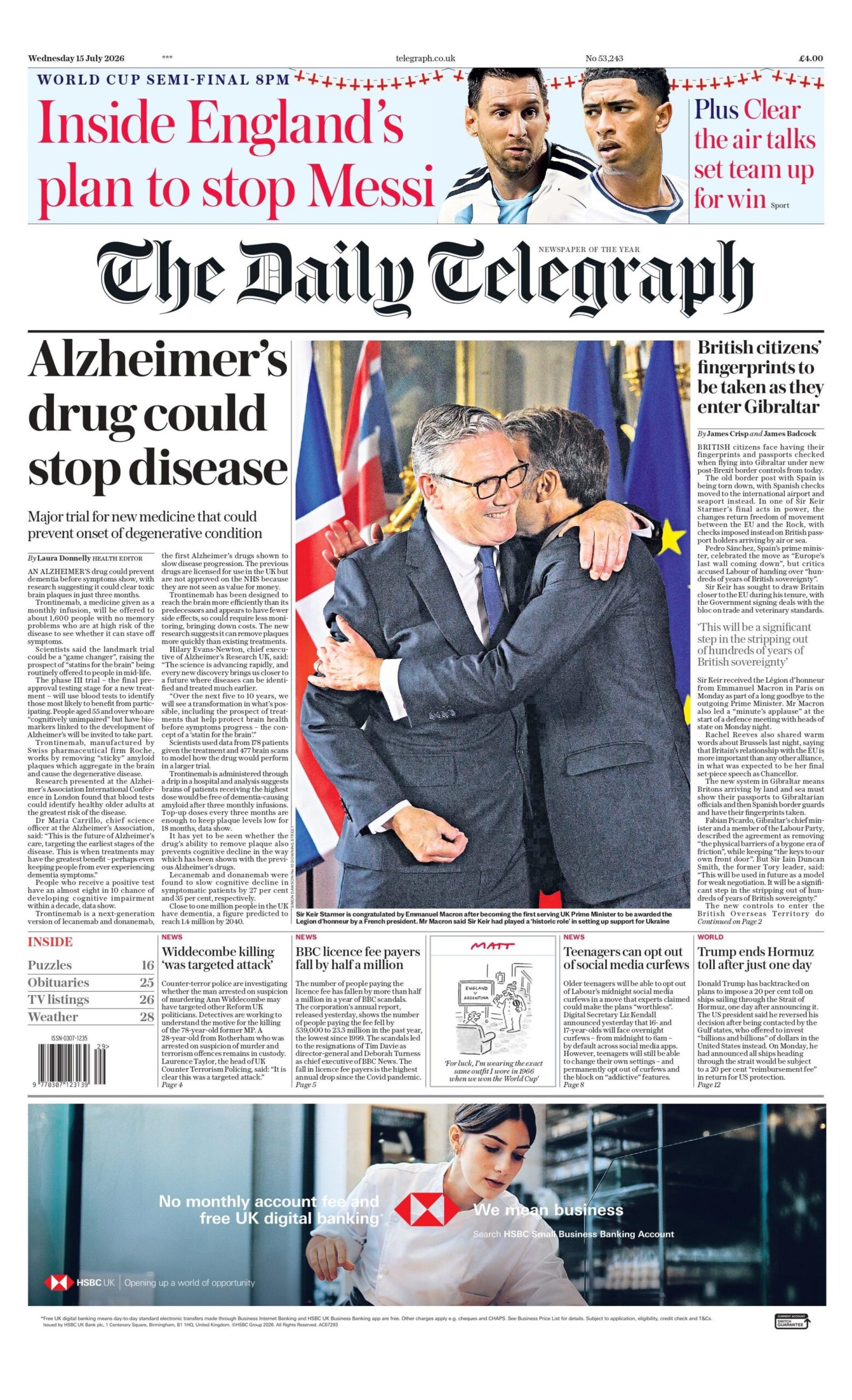 "Alzheimer's drug could stop disease," reads the headline on the front page of the Daily Telegraph.