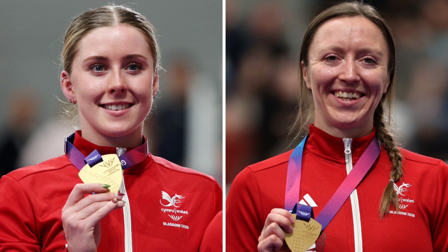 Emma Finucane and Anna Morris with Commonwealth Games gold medals