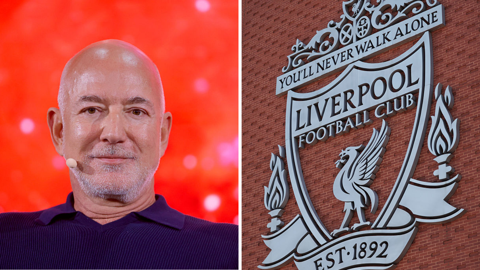 Jeff Bezos and Liverpool FC badge