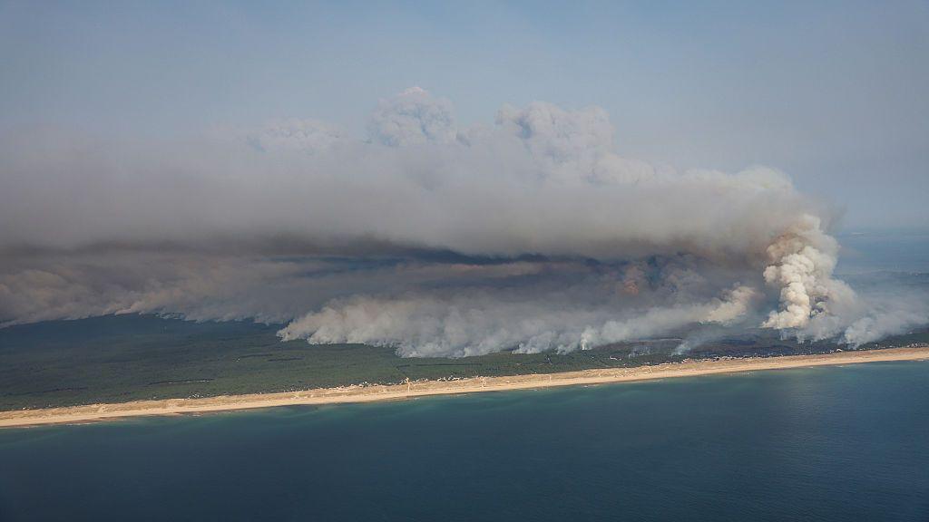 The French wildfires have formed in the Bordeaux area, close to the Atlantic ocean