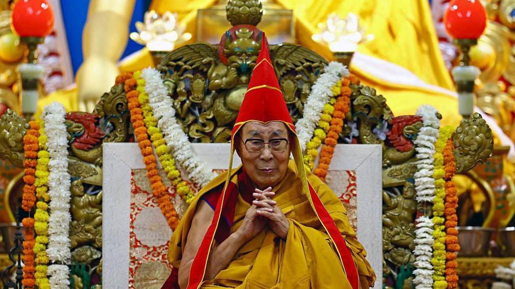 Tibetan spiritual leader the Dalai Lama attends a long-life prayer offering ceremony at the Main Tibetan Temple in McLeod Ganj, near Dharamsala on July 5, 2025.