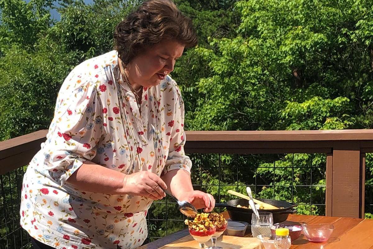 Chef Paula McIntyre creates a dish al fresco