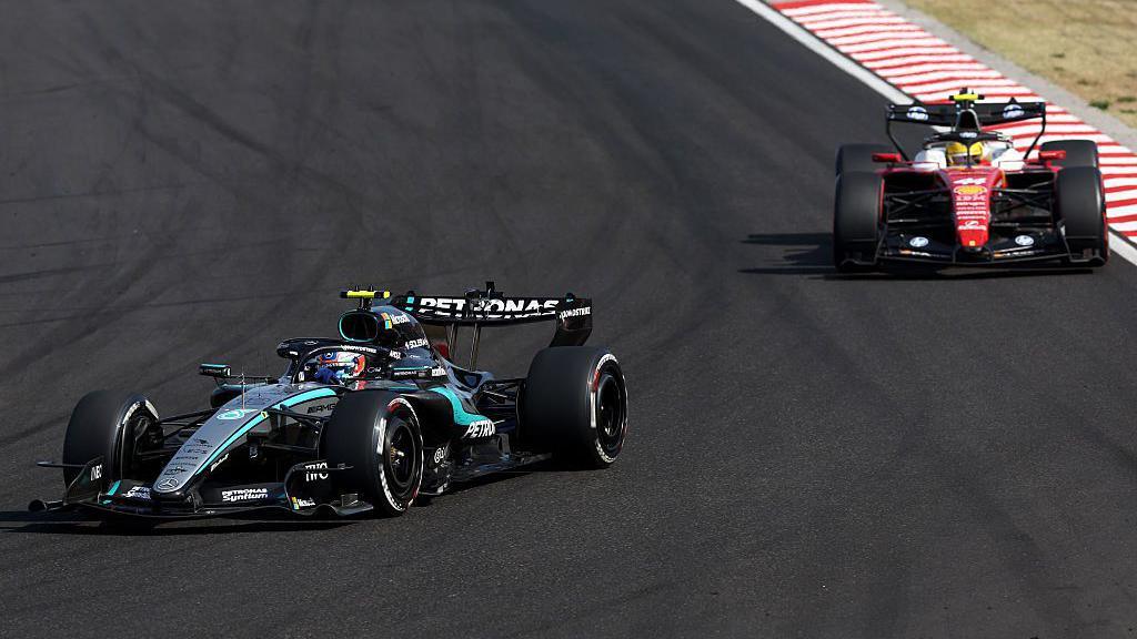 Mercedes' Kimi Antonelli, in front of Ferrari's Lewis Hamilton at the Hungarian Grand Prix