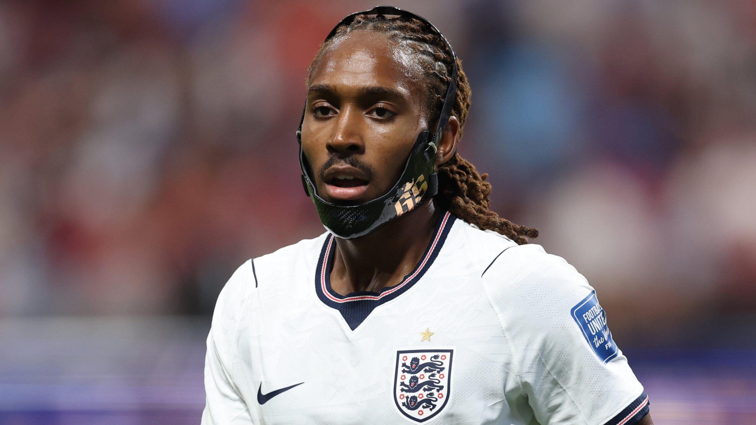 England right-back Djed Spence playing in the World Cup last-32 tie against DR Congo