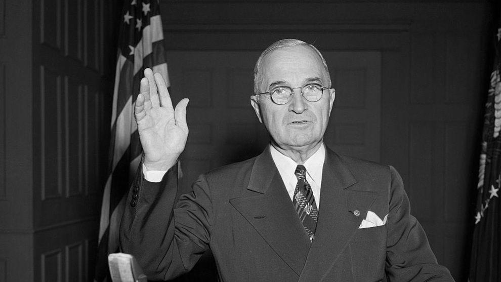 President Truman addressing the nation